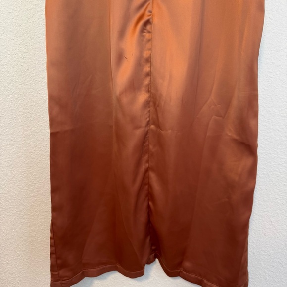 Women's Dress Off-The-Shoulder Split Bustier Corset Satin Dress in Bronze Large - Picture 9 of 13